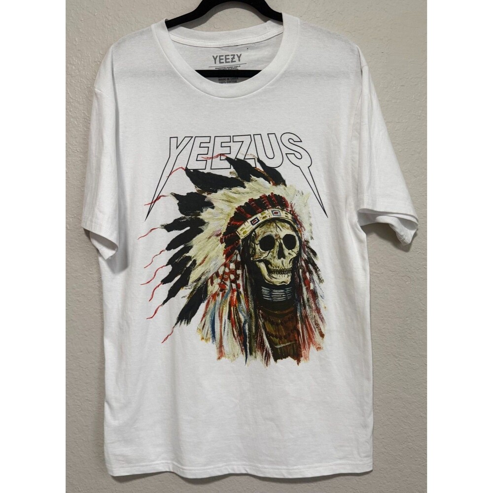 YEEZY Yeezus Skull Headdress Graphic T-Shirt White Men's Large Without Tags